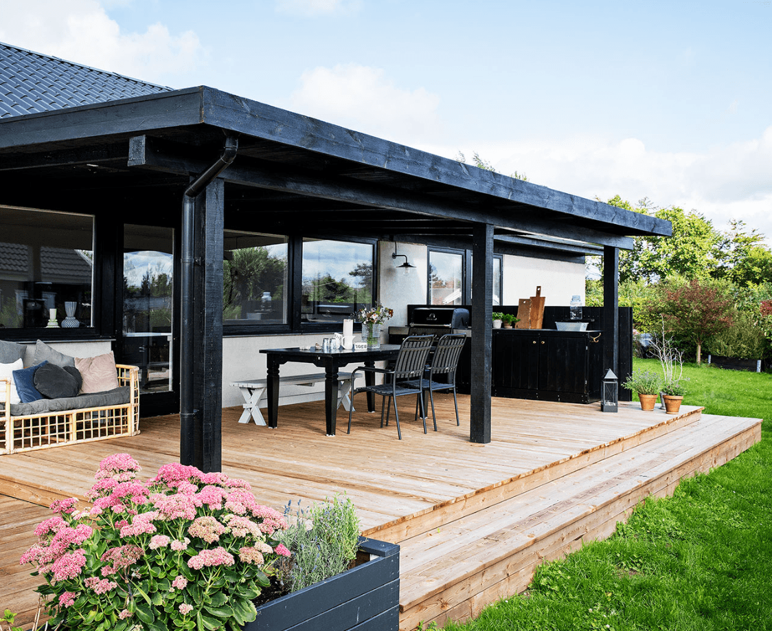 Overdækket træterrasse
